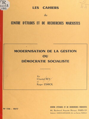 cover image of Modernisation de la gestion ou démocratie socialiste